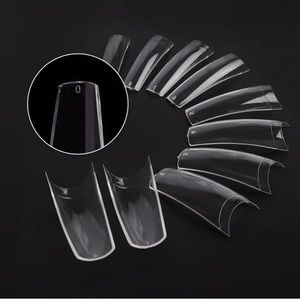 100 Pieces Artificial Fingernails Nail Tips,Clear Acrylic Nails Coffin Shaped.